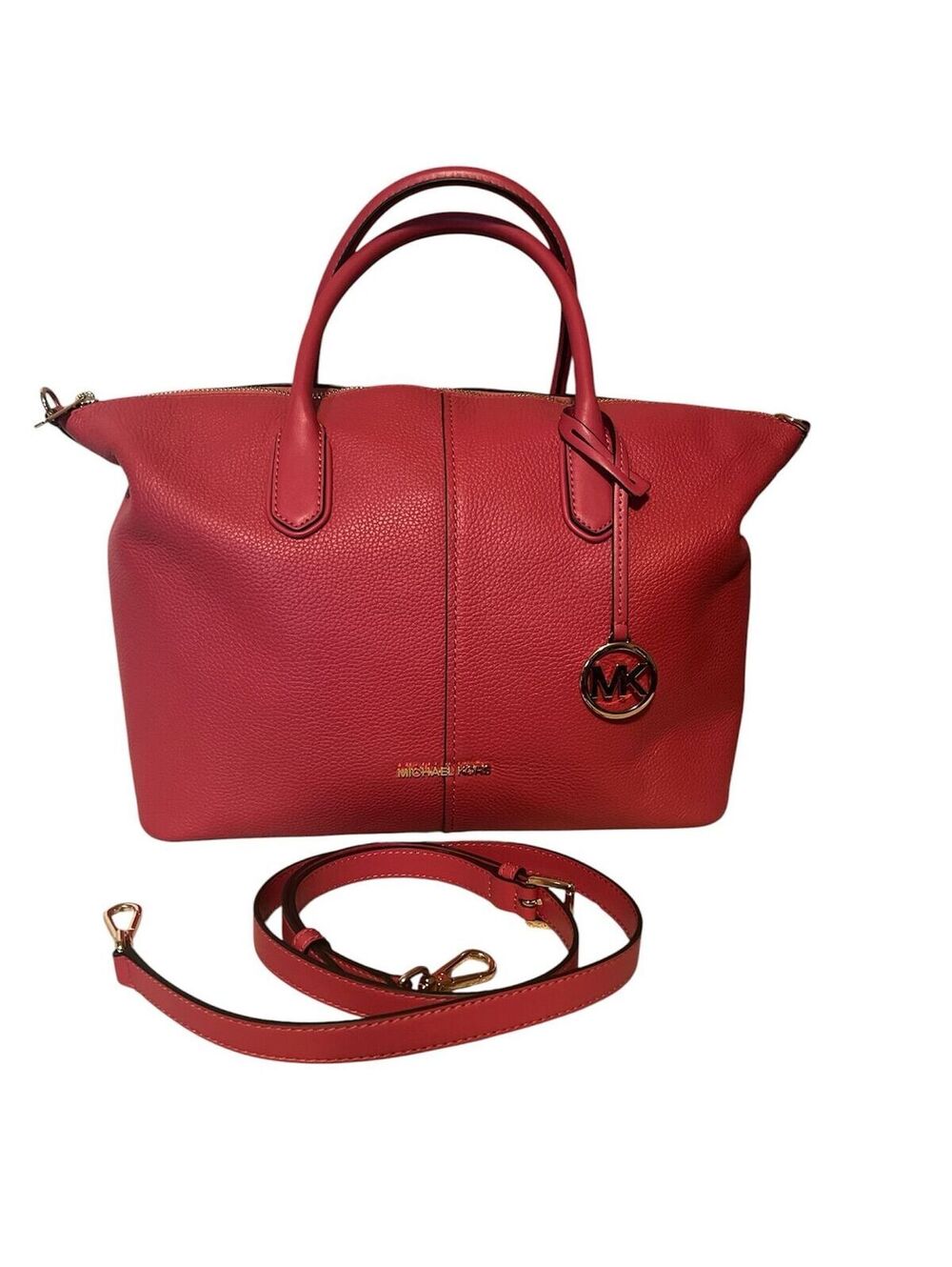 MK47. Michael Kors Hyde Pebbled Leather Satchel in pink